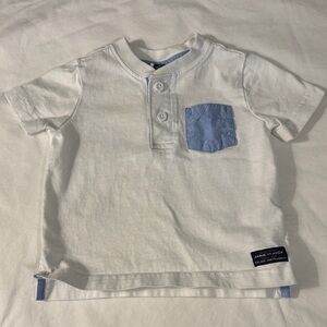 Janie and Jack White Tee with Blue Pocket